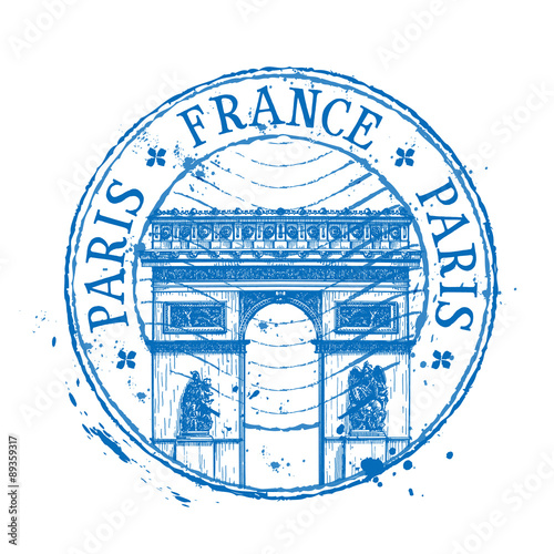 France vector logo design template. stamp or Paris, architecture