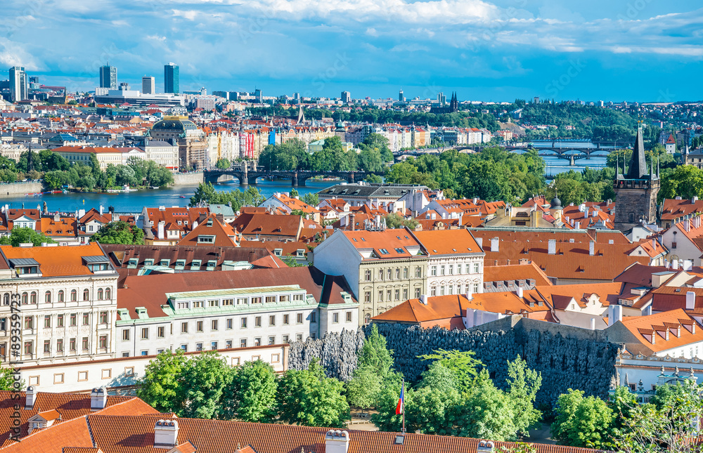 Fototapeta premium Panoramic view of Prague Old town and Lesser town from Prague ca