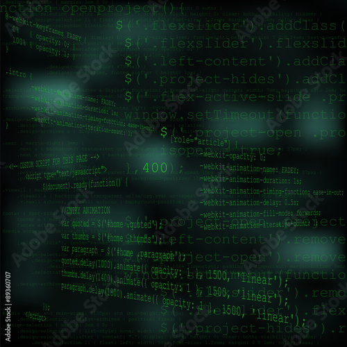 Perspective green code text abstract tech background