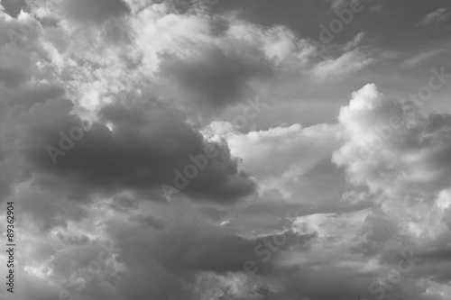 Beautiful black and white sky with clouds in a clear day.