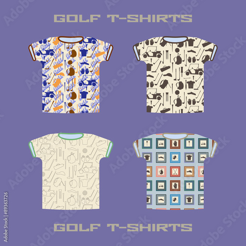 Golf t-shirt collection. Design template seamless background set. Endless texture samples included.