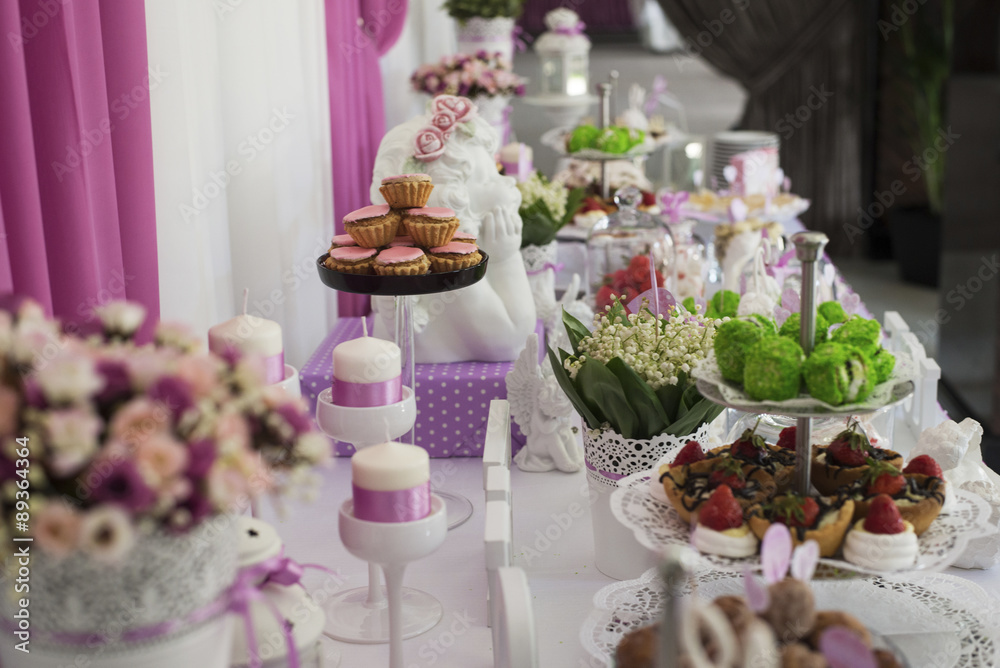 Dessert table for a wedding party. Candy bar