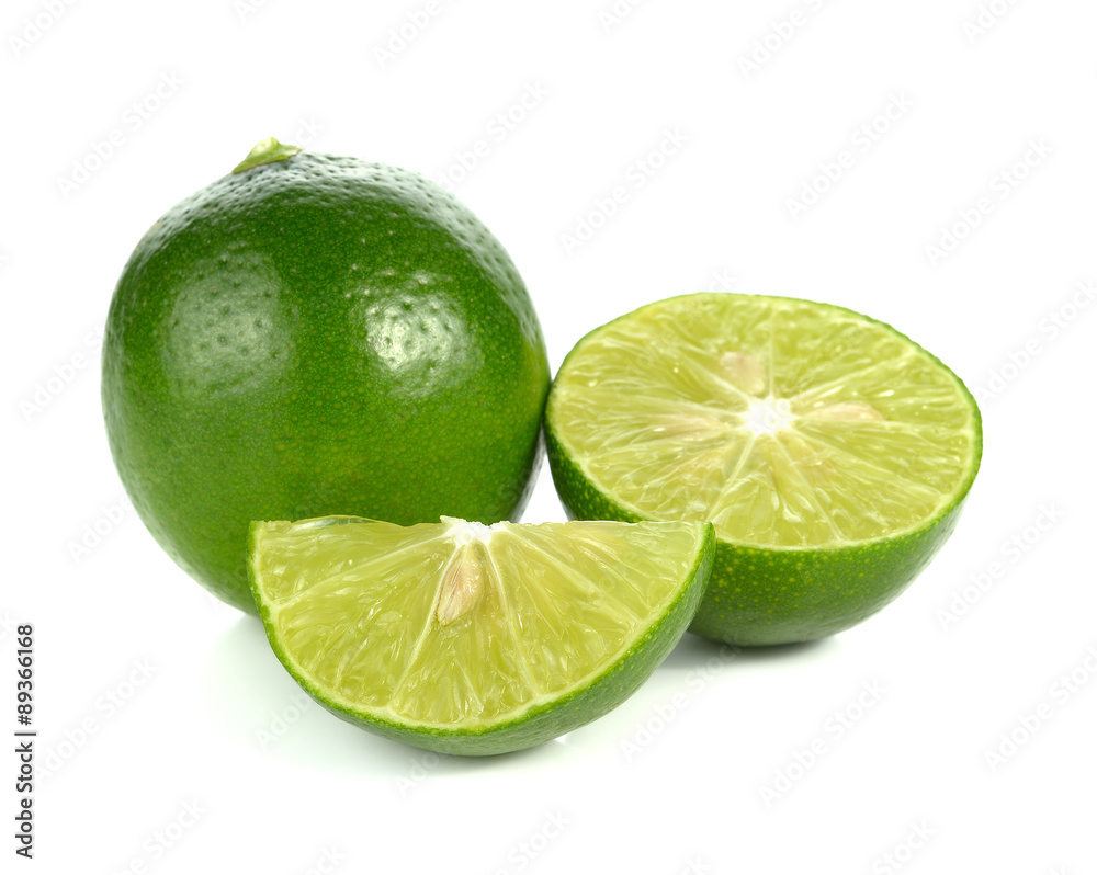 lemon, lime isolated on white