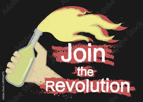 Join the revolution grunge illustration. Black