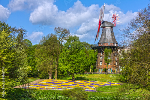Mill in park, Bremen, Germany