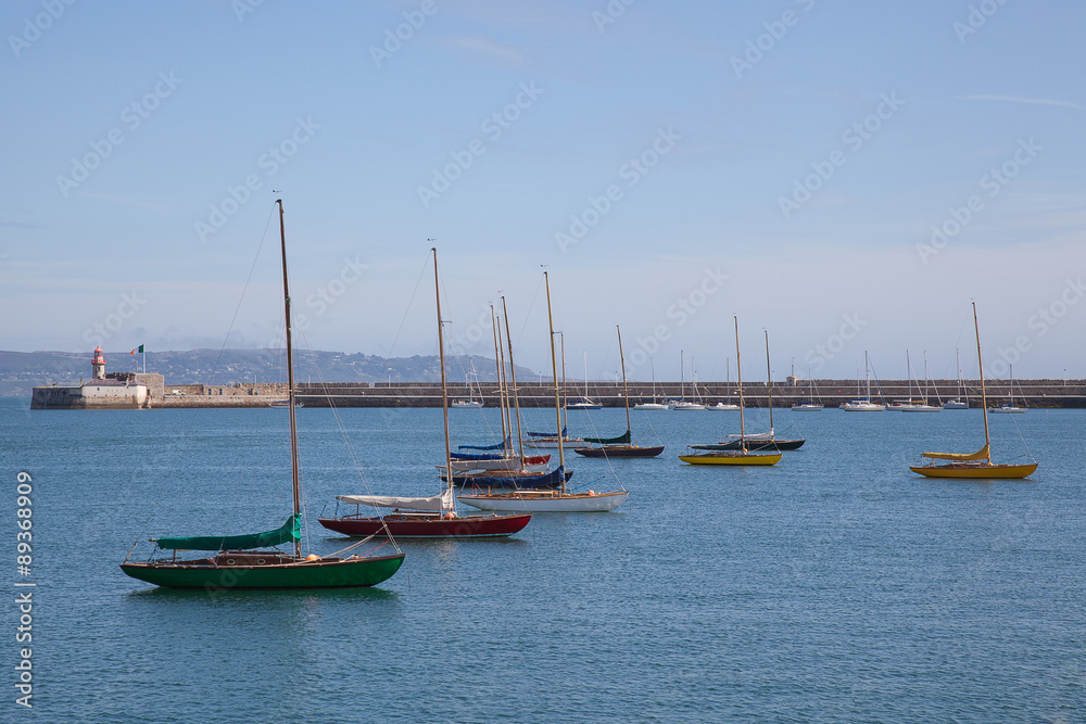 Yachts anchored at the marina. Yachts anchored at the marina.