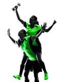 women soccer players isolated silhouette