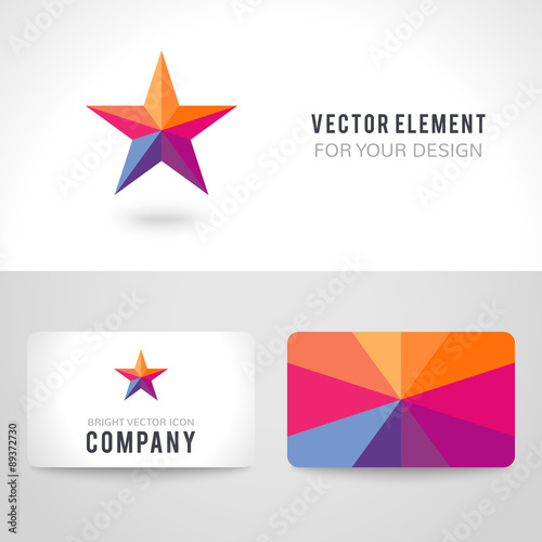 Bright colorful star shape in modern polygonal crystal style