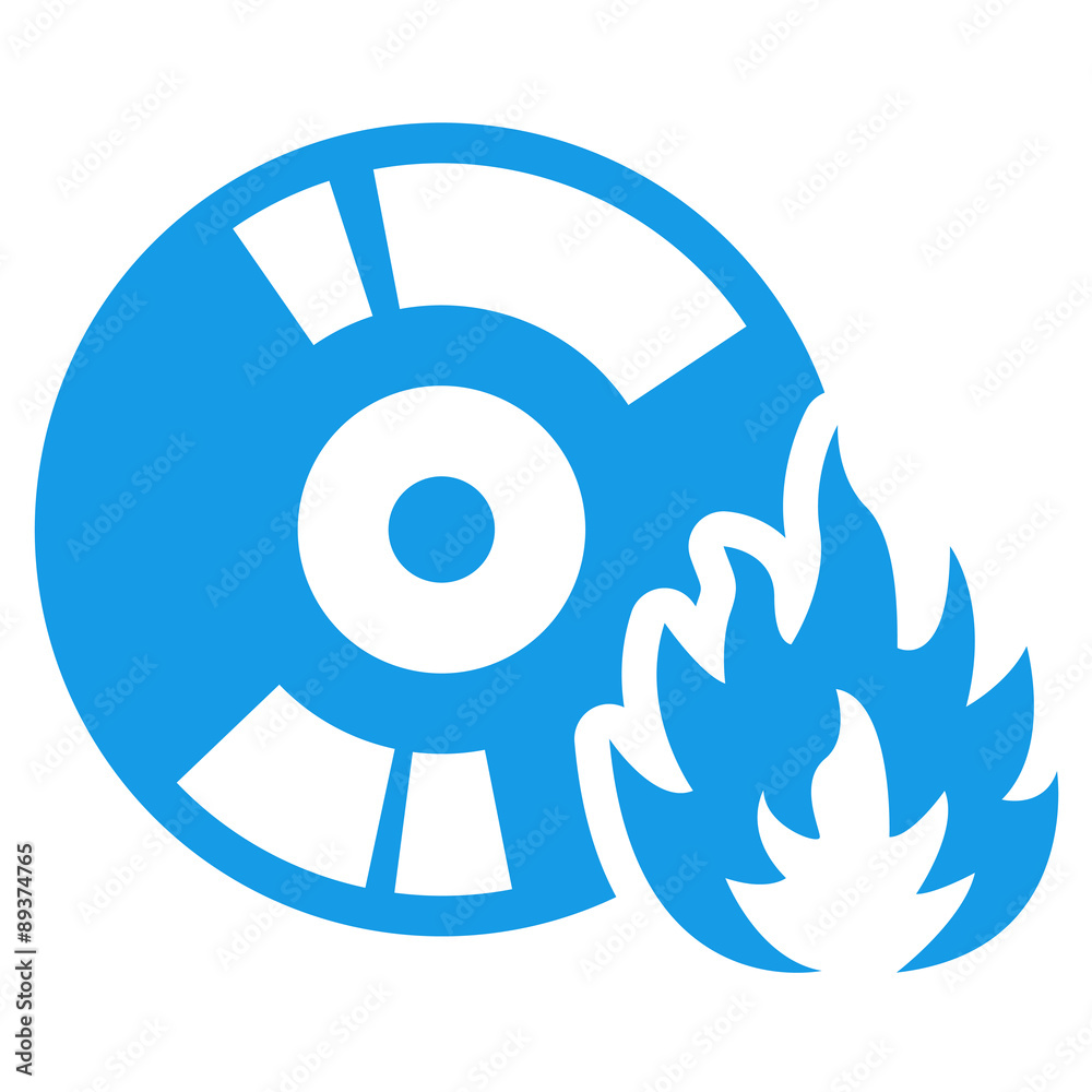 Icono aislado grabar cd azul