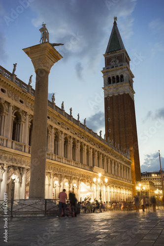 View of the Campanile in San marco square at evening
