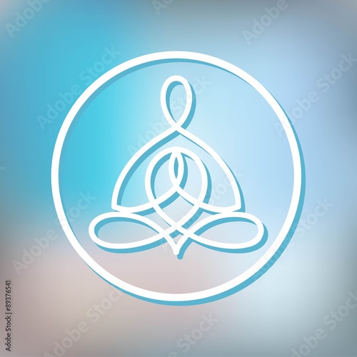 Yoga emblem in a circle on a background of lotus posture design