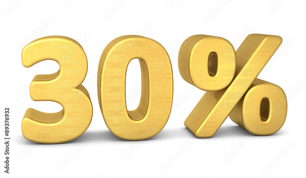 30 prozent symbol 3d gold 30 prozent symbol 3d gold