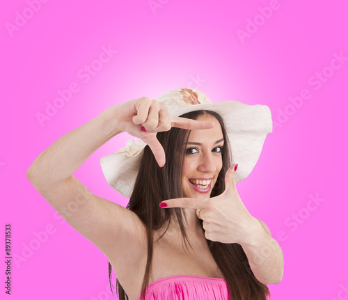 Quadro su tela Young girl in bikini in study