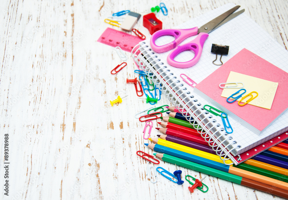 Notebook with school supplies Notebook with school supplies