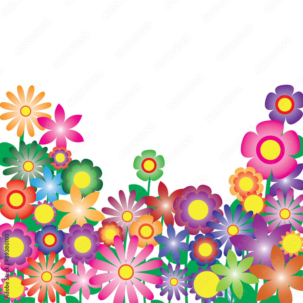 Colorful flowers vector for background