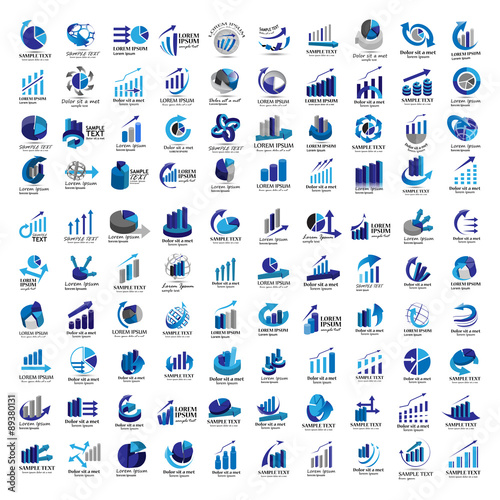 Graph Icons Set - Isolated On White Background - Vector Illustration