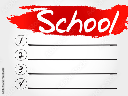 School blank list, education concept