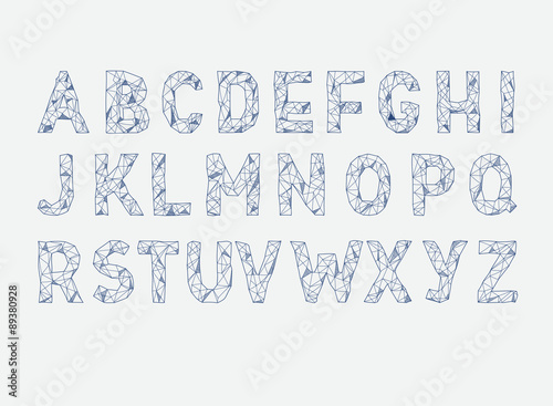 alphabet abc vector font. Type letters Lowpoly Outline with