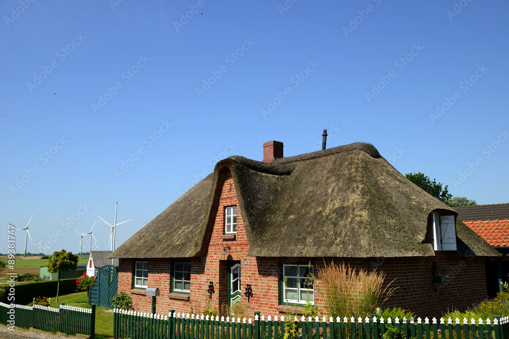 Fototapeta premium Haus mit Reetdach 