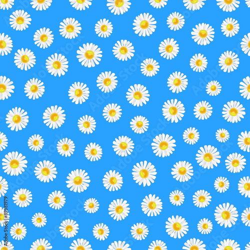 seamless bright daisies on a blue background