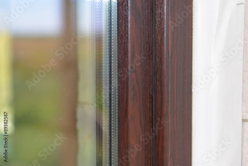 Lamination of window glass film package wood dark brown