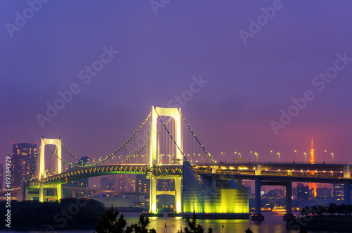 Fototapeta Naklejka Na Ścianę i Meble -  Tokyo Bay at Rainbow Bridge and tokyo tower