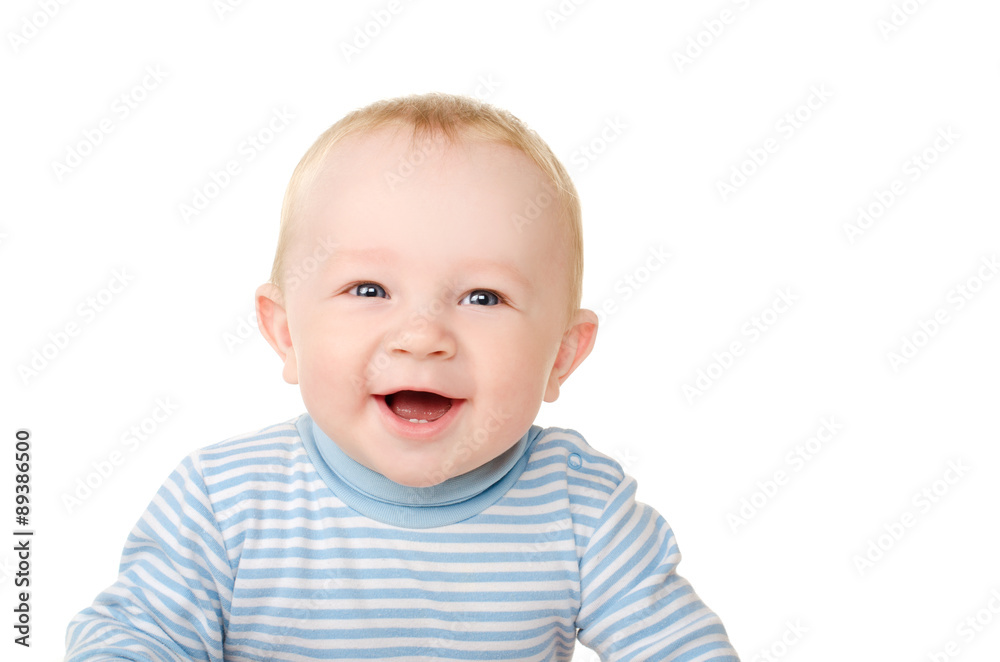 portrait of laughing funny baby boy