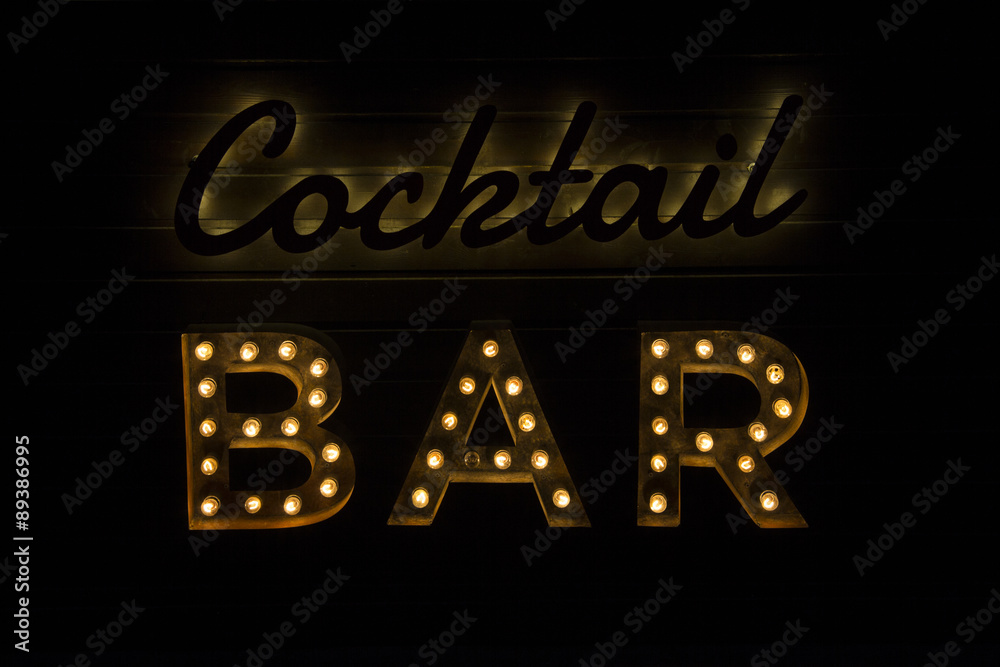 electric bulb sign of a Cocktail Bar