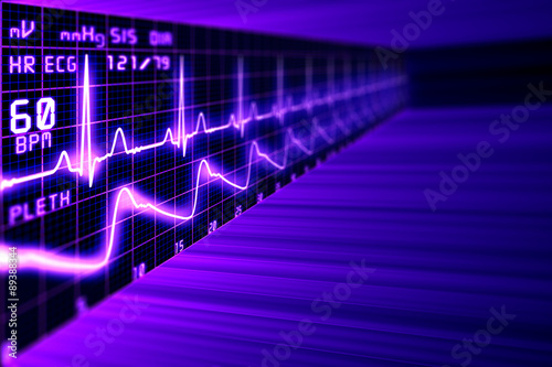 Heart rate with ECG graph in the cyberspace photo