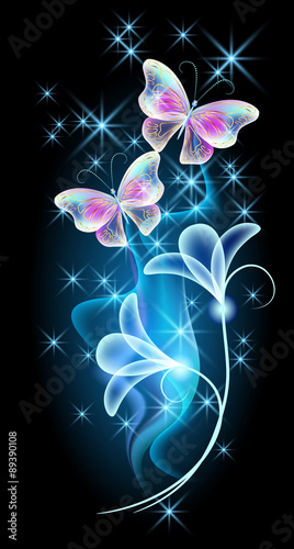 Butterflies with glowing firework