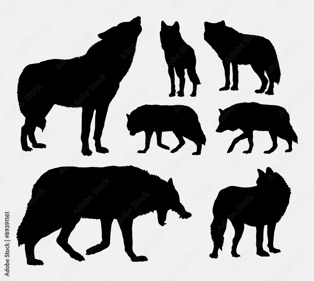 Naklejka premium Wolf animal silhouettes