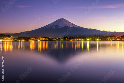 beautiful scece susnset reflection of mt.Fuji photo