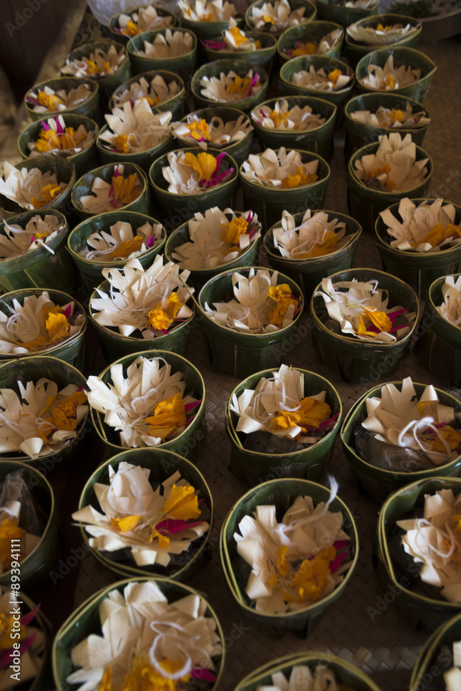 Balinese Offerings banten during Galungan Ceremony Balinese Offerings banten during Galungan Ceremony