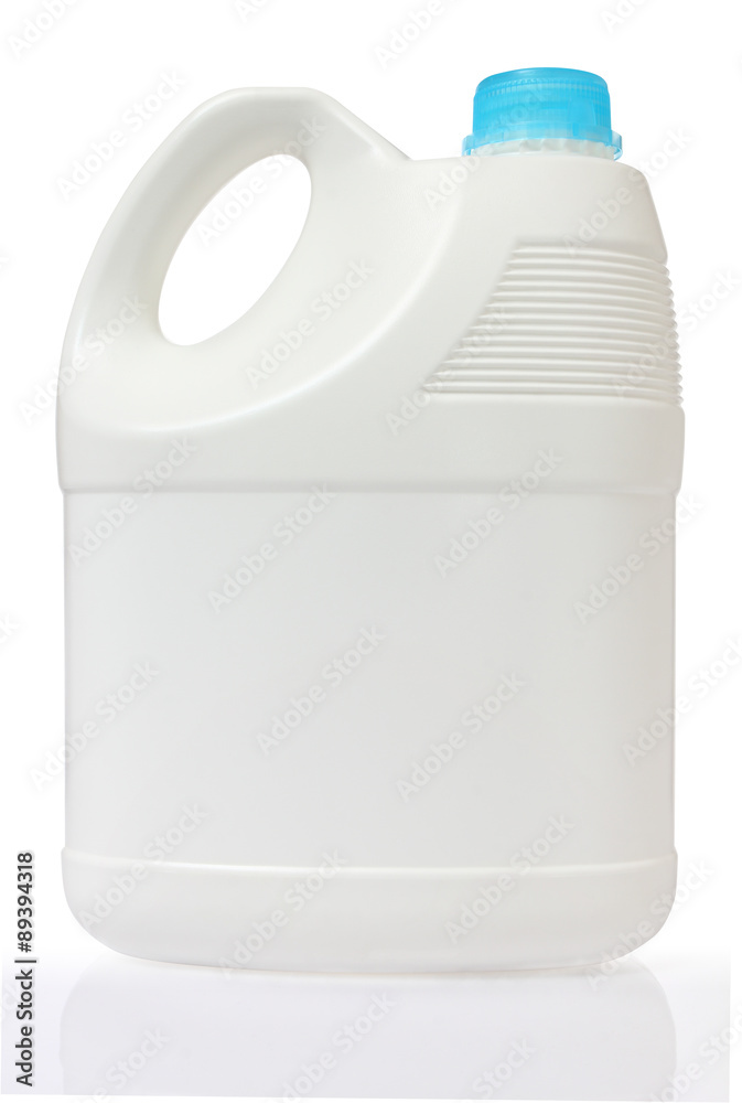 white canister and cyan color cap plastic on white background in white canister and cyan color cap plastic on white background in