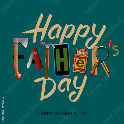 Happy fathers day card, vintage retro design