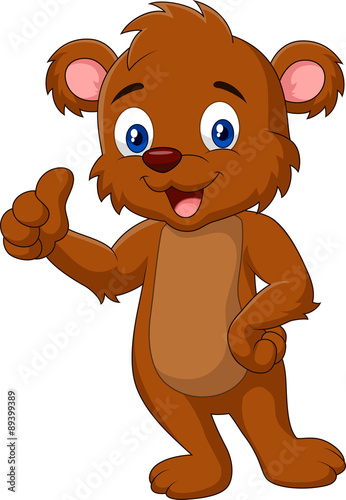 Cartoon teddy bear giving thumb up
