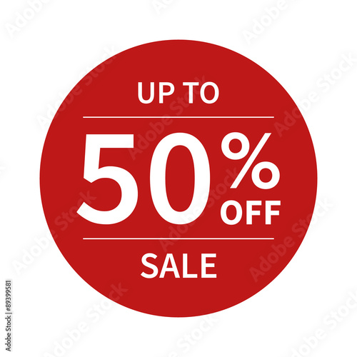 Up to 50% off sale promotion flat badge graphic