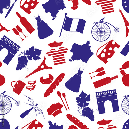 france country theme symbols seamless pattern eps10