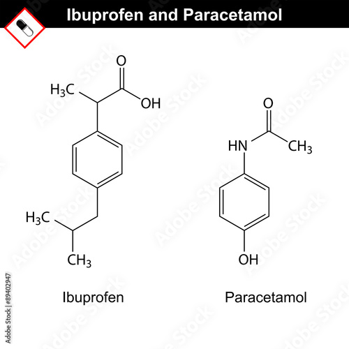 Ibuprofen and paracetamol molecules photo
