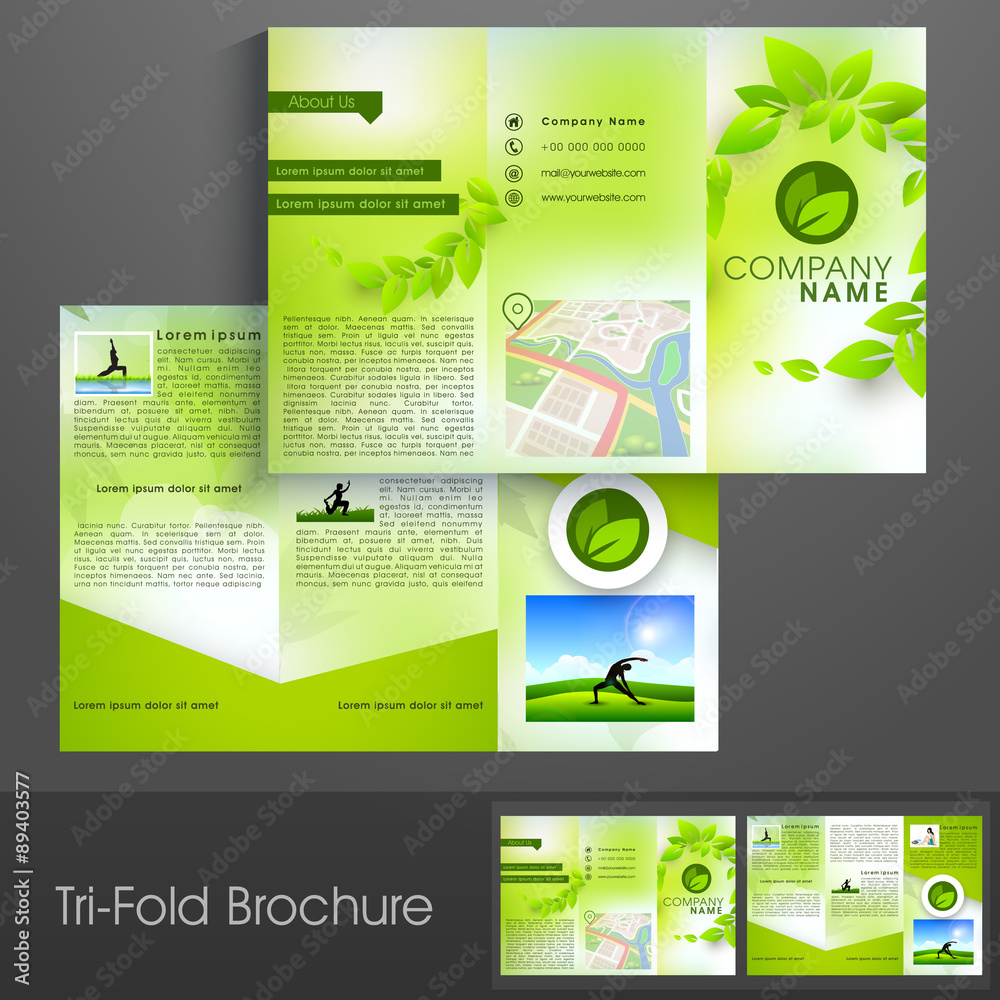 Professional Tri-Fold brochure, template or flyer for Ecology. Stock ...