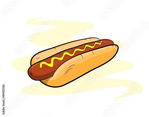 Hot Dog, a hand drawn vector illustration of a delicious Hot Dog, isolated on a simple background (editable).