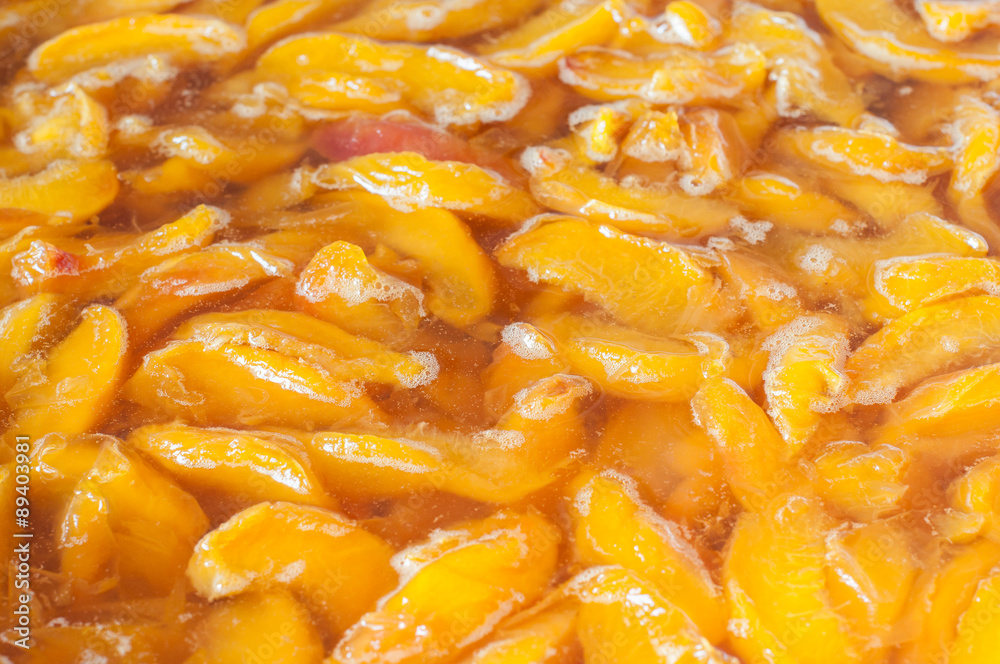 Cooking peach jam boiling before preservation Cooking peach jam boiling before preservation