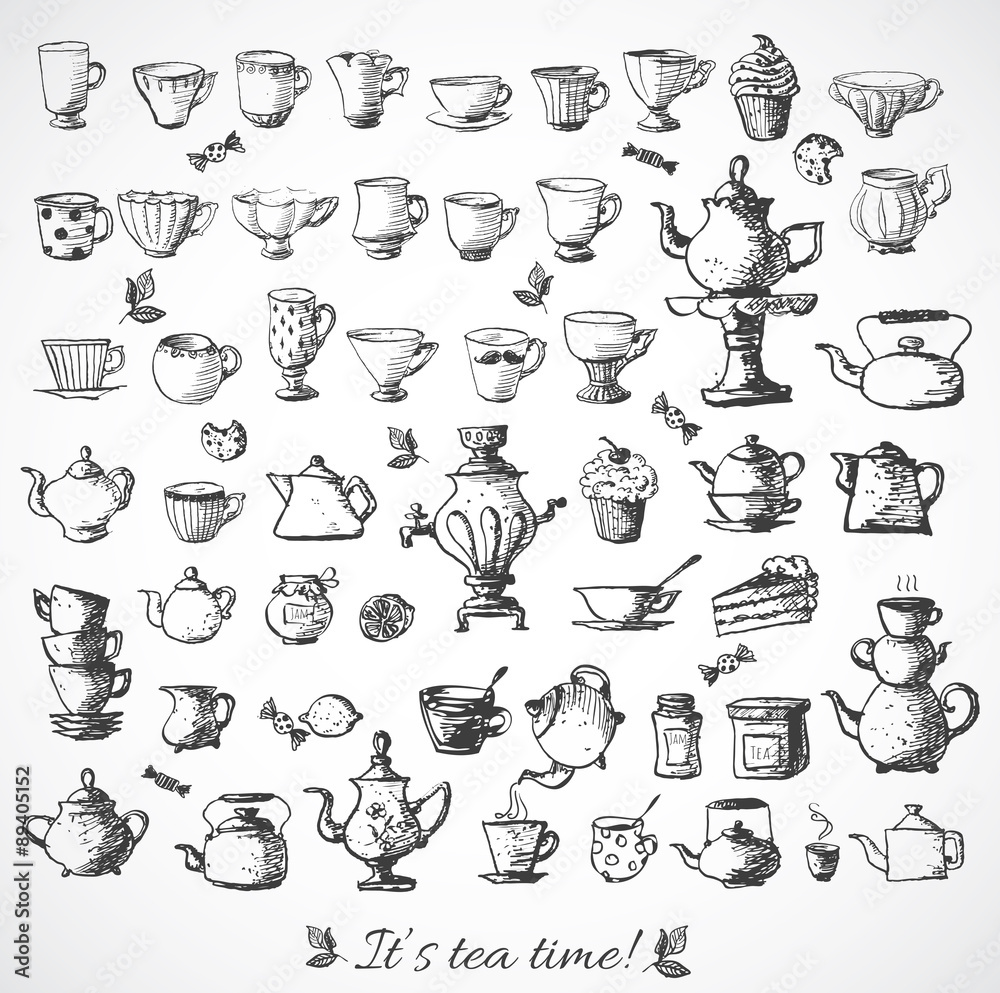 Sketches of tea objects. Sketches of tea objects.