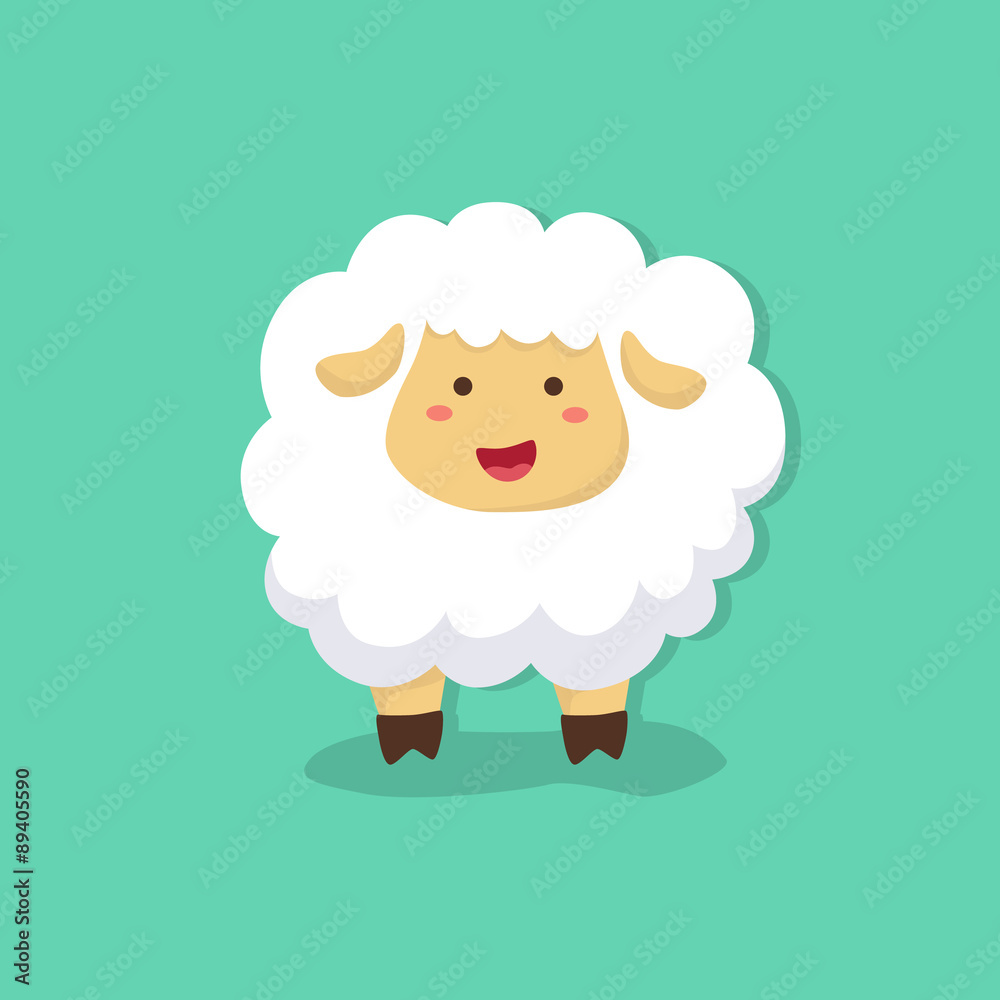 Cute Sheep in Tosca Green Background Cute Sheep in Tosca Green Background