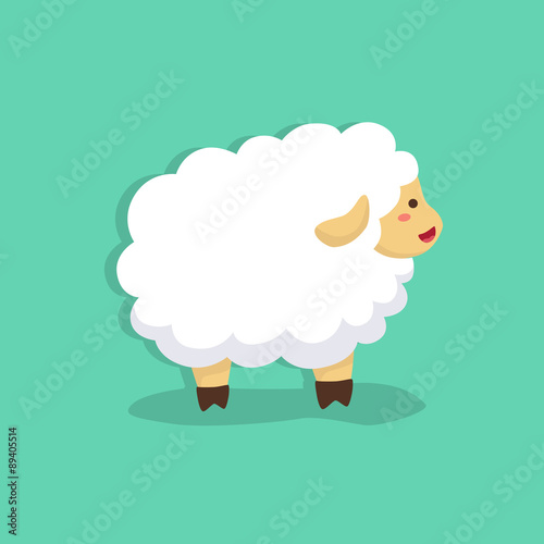 Cute Sheep in Tosca Green Background