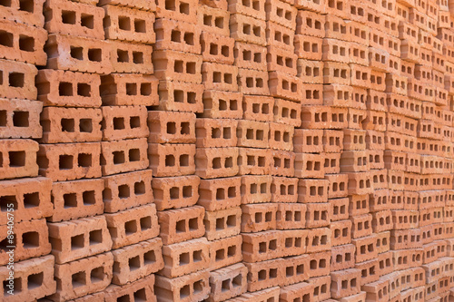 pile of brick block used for industrial in residential building © sutichak