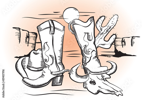 Cowboy elements .Graphic wild western image