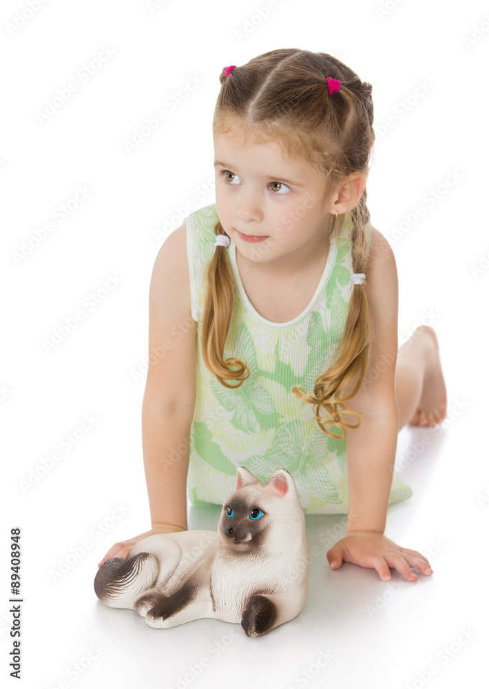 The girl with the cat The girl with the cat