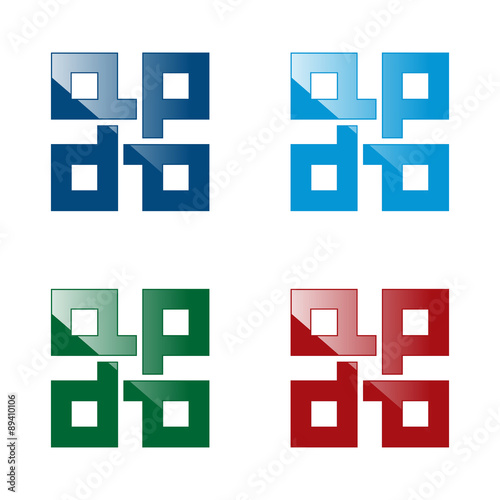 Square of 4 P Decoration Vector Icon