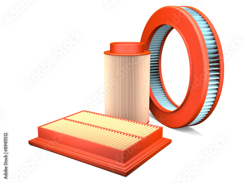 Different types of automotive air filters.